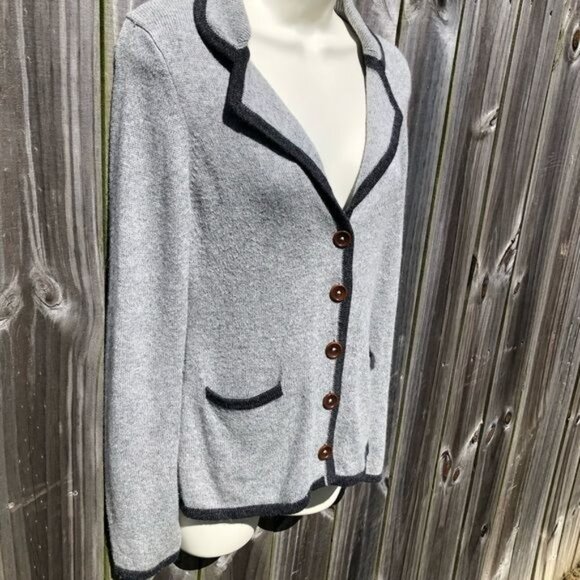 Boden Cashmere Angora Wool Cardigan 8 Sweater Top Gray Button Down V Neck Collar - Picture 6 of 8